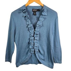 Virtue Light Blue Ruffle Cardigan XL